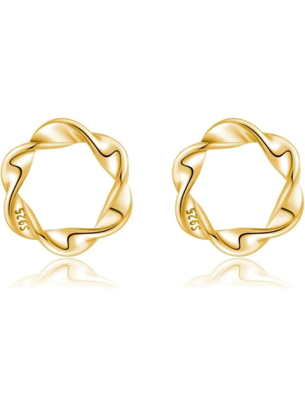 Minimalist 925 Sterling Silver Circle Stud Earrings for Women & Teens - Open